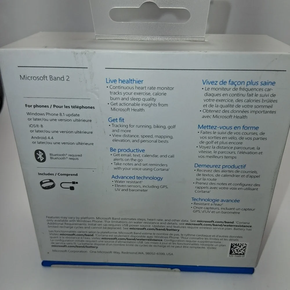 Microsoft Band 2 Medium Smart Watch Model 1721 w/Charger Tested Working W/Box